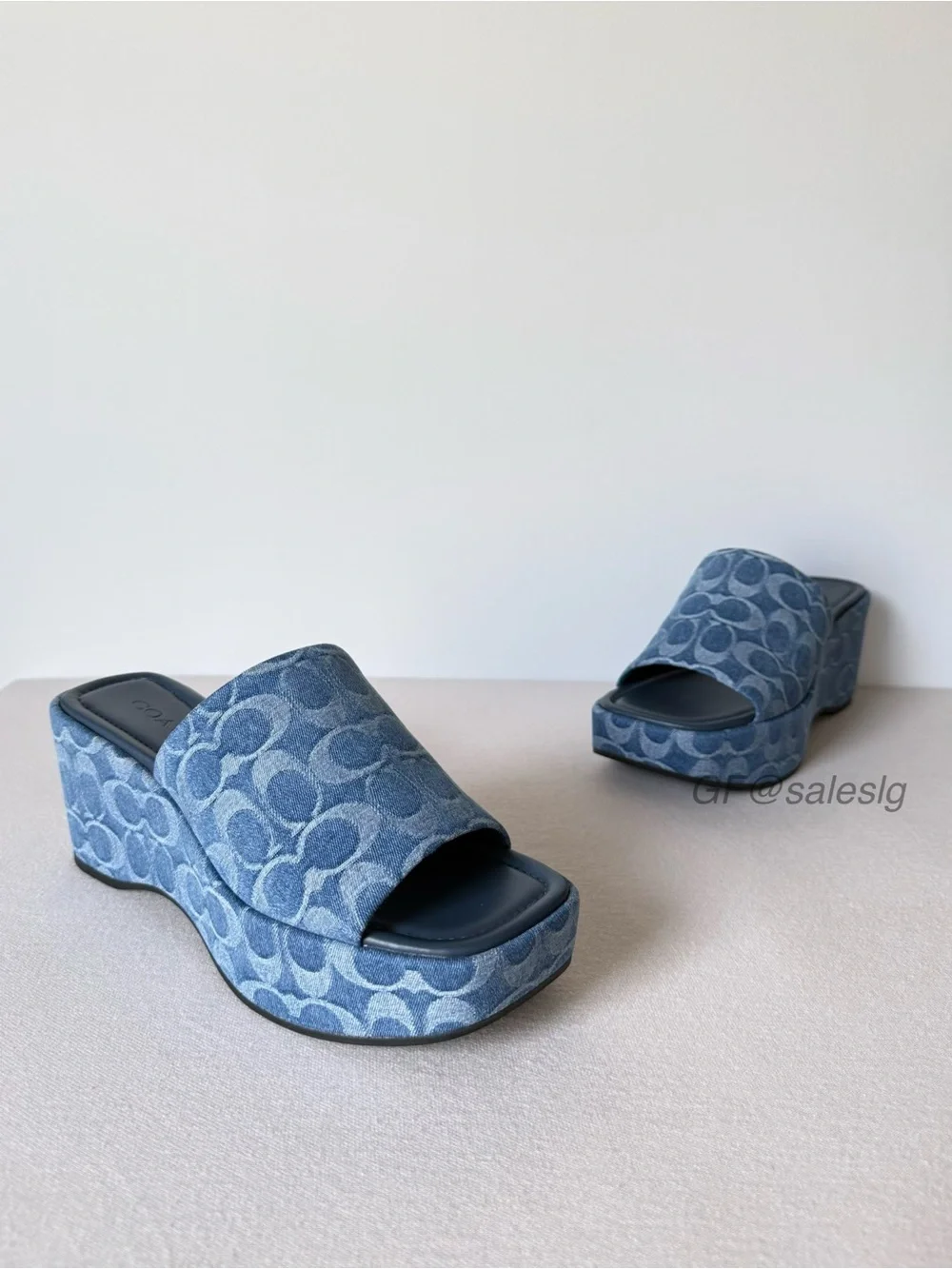 NWT Coach Phoebe Platform Sandal In Signature Denim Blue CDF69 Size 9.5B US